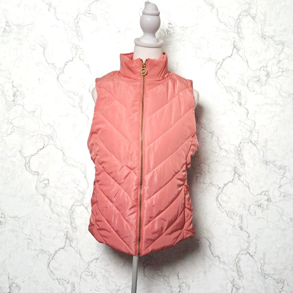 Michael Kors Medium (6-8) Bright Blush Pink Quilted Sleeveless Puffer Jacket